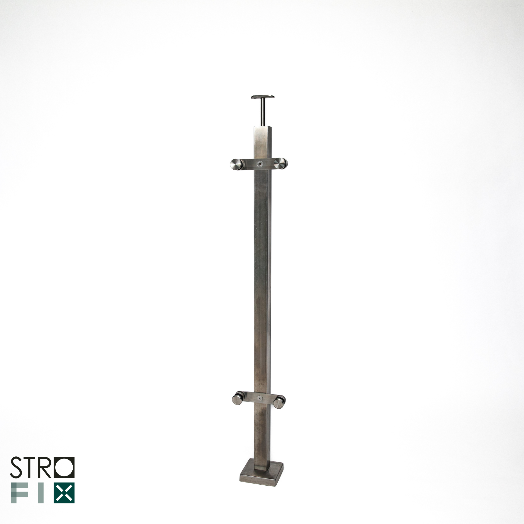 Glass railing system with glass adaptors for a flat surface - 42.4 - StroFIX