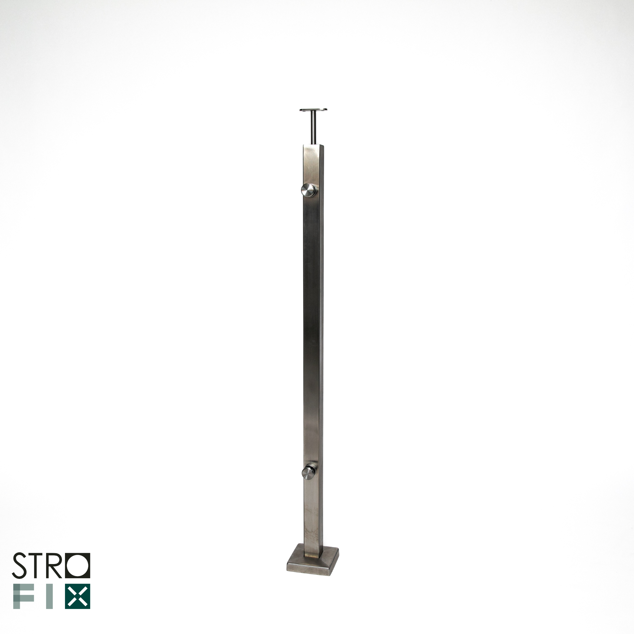 Glass railing system with glass adaptors for a flat surface - Flat - StroFIX