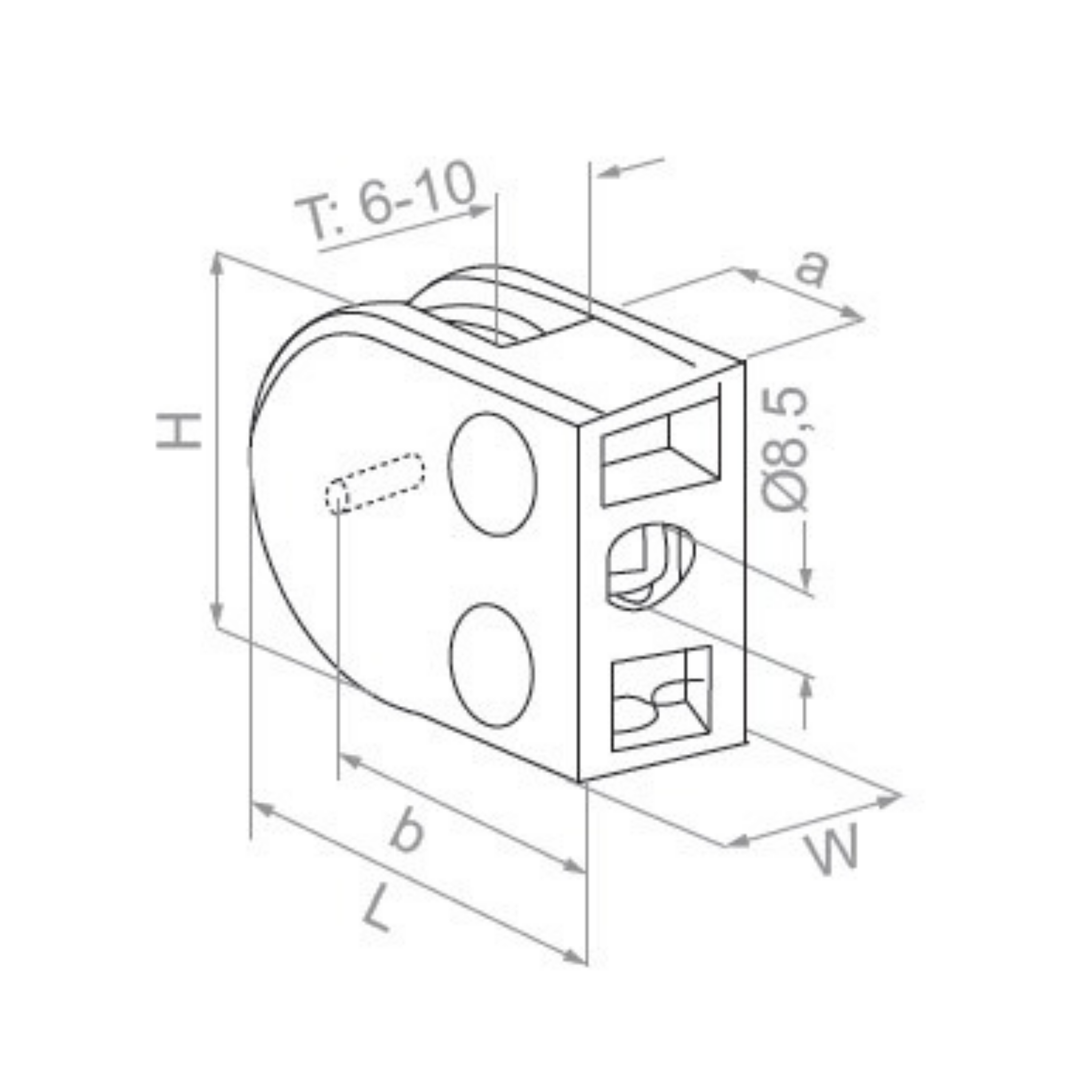 (F) Glass clamp - Flat (H=40) - StroFIX