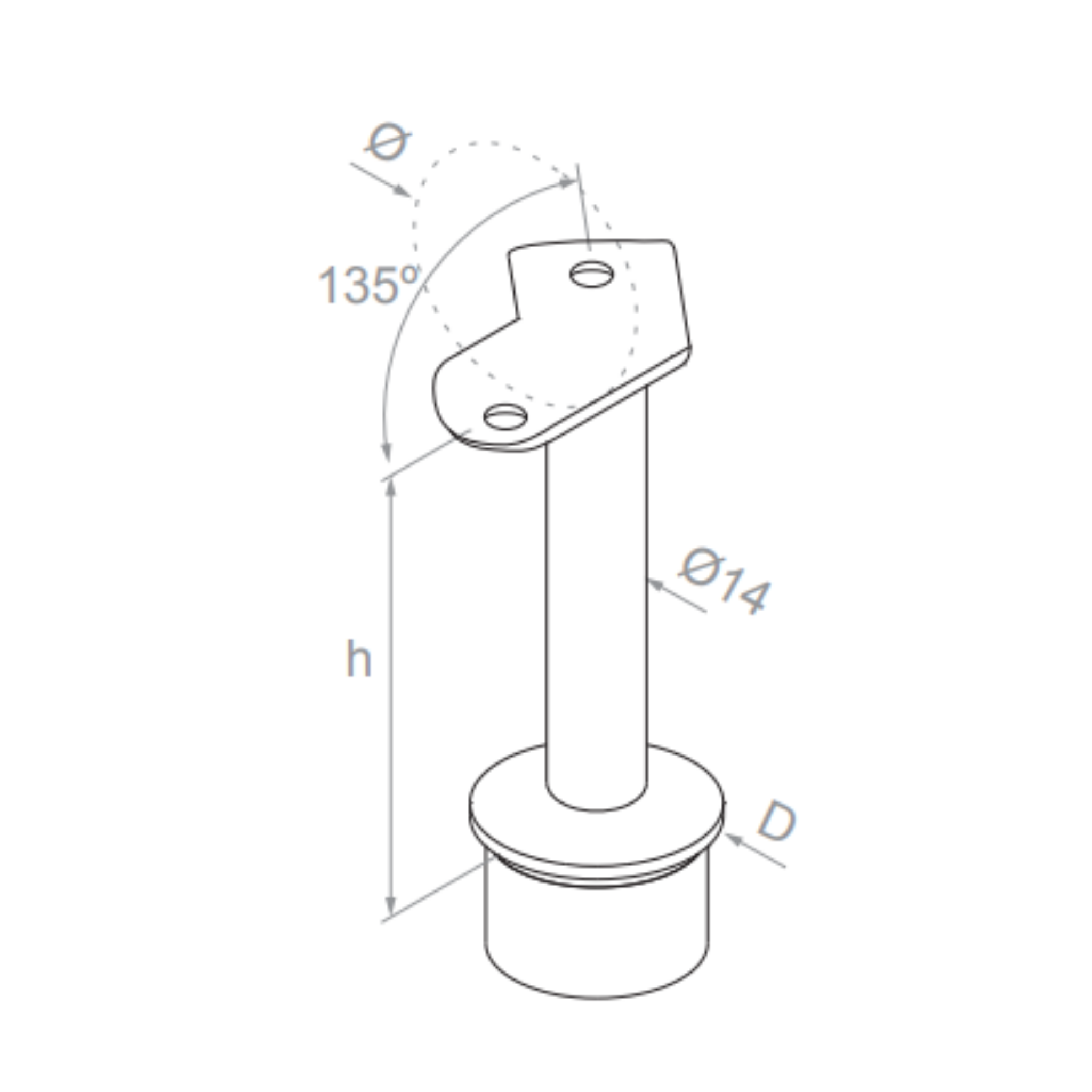 Corner handrail fitting (135º) - 42.4 - StroFIX