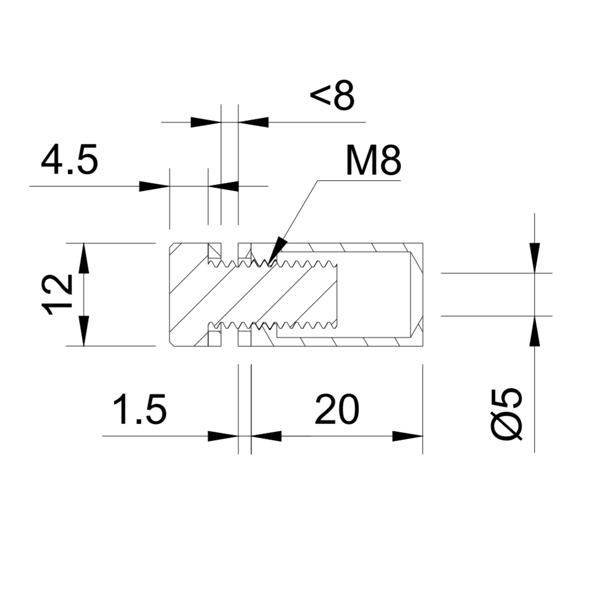 Sign adaptor, D12, SS, satin - StroFIX