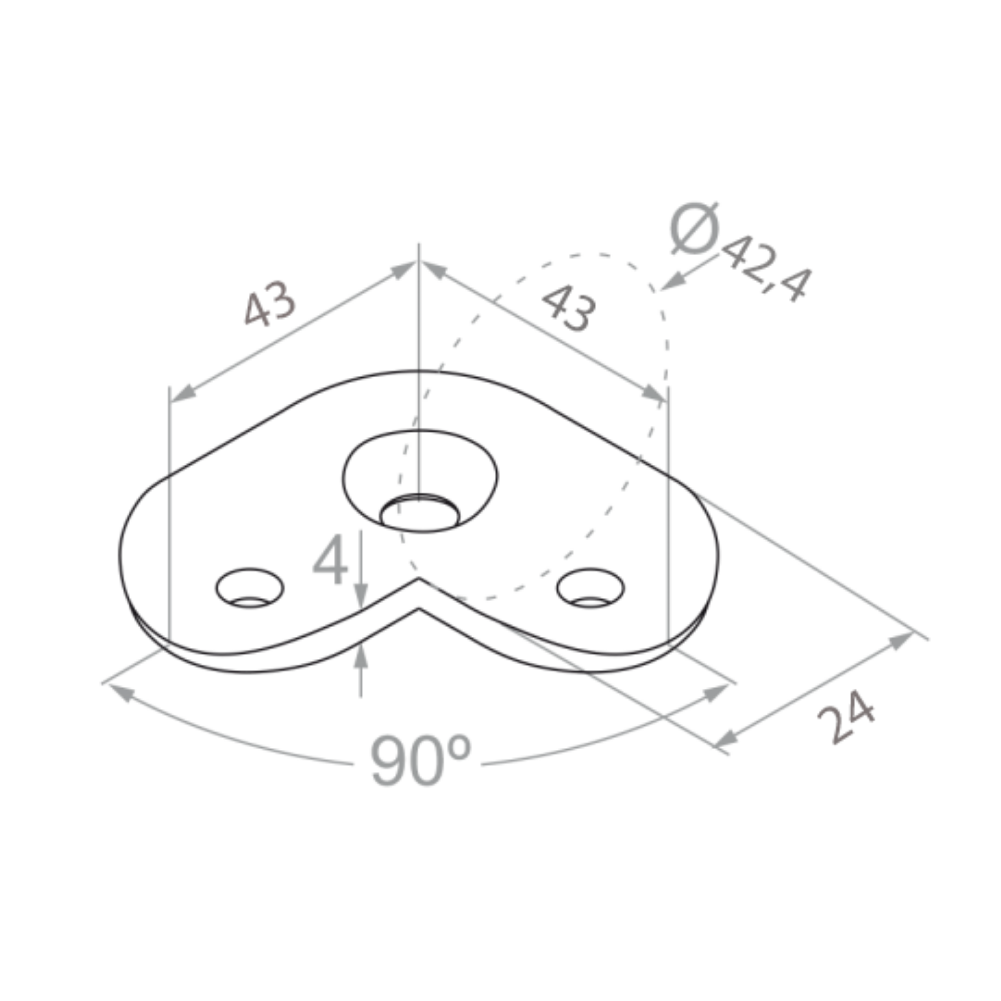Corner handrail plate (90º) - 42.4 - StroFIX