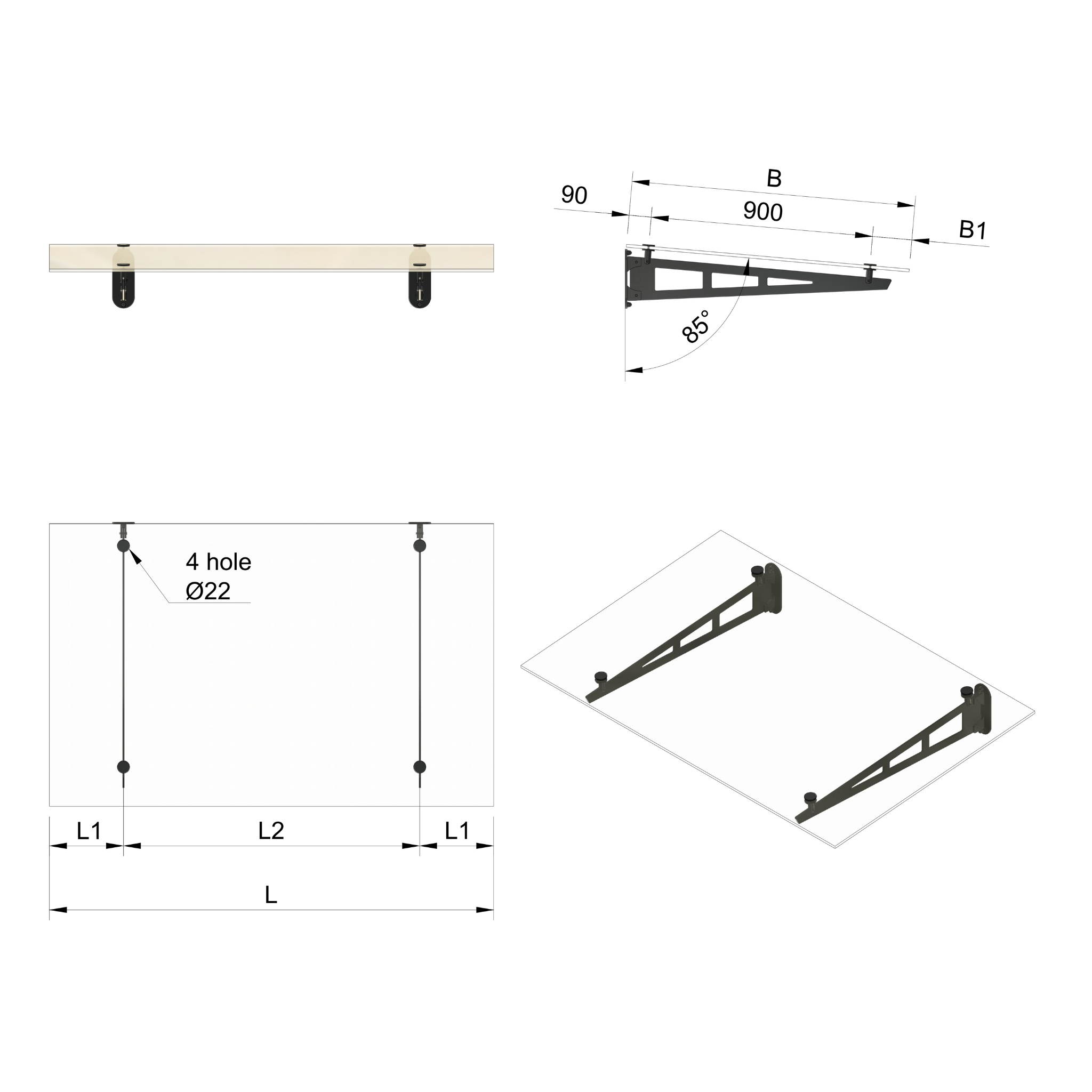 Glass canopy on 2 supports - StroFIX
